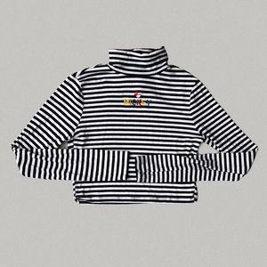 black/white striped mickey long sleeve turtleneck